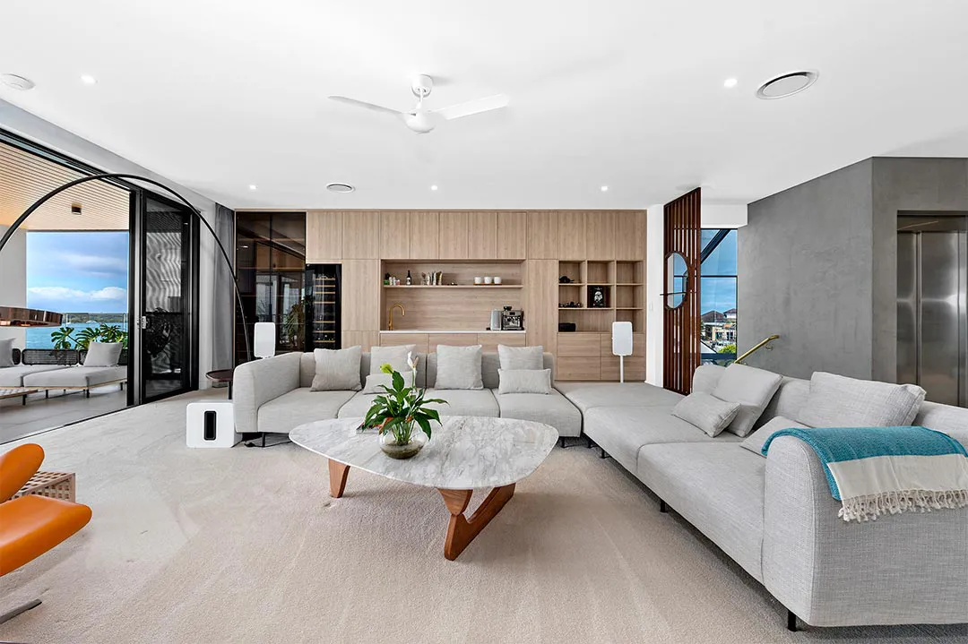 Living room in a waterfront new build, Sovereign Islands